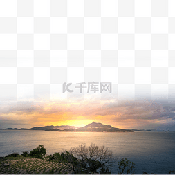 海岛夕阳图片_夕阳下的海岛