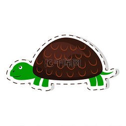 可爱的乌龟卡通贴纸或图标。