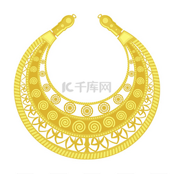 珠宝素材背景图片_在白色背景上的金色胸饰。