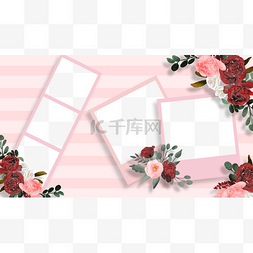 花卉相册粉色几何玫瑰花相框