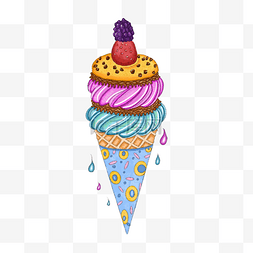水彩冰淇淋球图片_夏天的水彩冰激凌