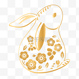 中秋月兔图片_烫金剪纸兔子装饰