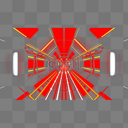 红色光线条图片_C4D科技感科幻隧道场景透视线条