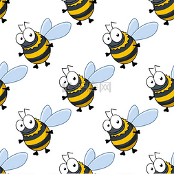 可爱的胖小蜜蜂或大黄蜂的无缝图