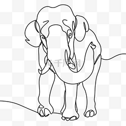 艺术线条画动物大象