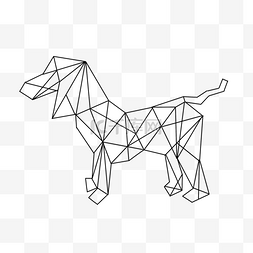 几何线条艺术动物抽象小狗