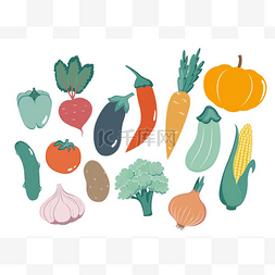 不同的蔬菜图片_蔬菜套装。不同的蔬菜的向量例证