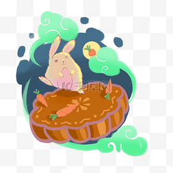 秋天中秋中秋节玉兔吃月饼