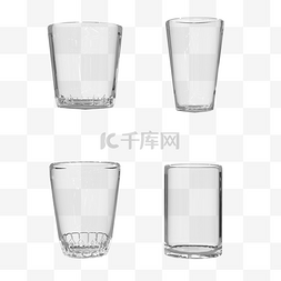 玻璃水杯psd图片_C4D透明3D玻璃水杯套图