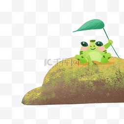 青蛙叶子图片_夏季青蛙拟人化