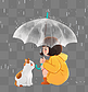 雨水下雨橘猫小孩打伞谷雨清明