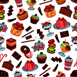 生日会头框图片_蛋糕和糕点甜点无缝图案糖果巧克