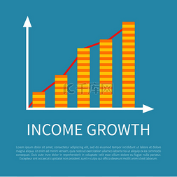 促销横幅上的收入增长视觉图形。