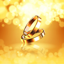 豪华的金色构图与两个闪亮的结婚