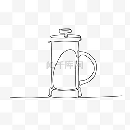 咖啡抽象线条图片_抽象线条画咖啡器具法压壶