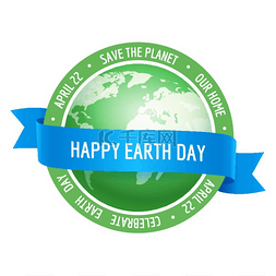 绿色世界海报设计图片_与蓝丝带的绿色地球行星。