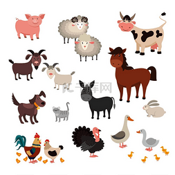 动物卡通牛的集图片_农场动物集。