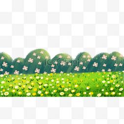 绿色草地鲜花景色