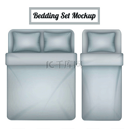 白色的枕头图片_用于单人床和双人床逼真隔离矢量
