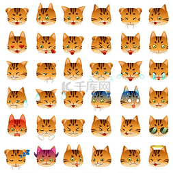 孟加拉猫表情符号表达的矢量图解