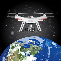 直升飞机空中图片_矢量图无人机外层空间地球