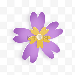 紫色花瓣黄色花蕊春天花卉剪纸