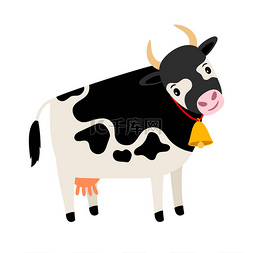 母牛PNG图片_可爱的母牛。与贝尔查出的奶牛白