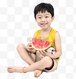 大暑小暑男孩吃西瓜