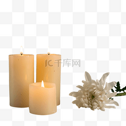清明清明节菊花和蜡烛