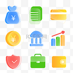 毛玻璃金融图标磨砂icon