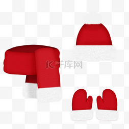 冬天帽子围巾手套图片_红色圣诞节冬天仿真保暖装备套图