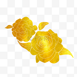 玫瑰鲜花装饰图片_烫金传统花纹