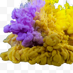 水墨彩色烟雾图片_摄影图七彩抽象黄色紫色墨水