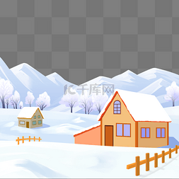 房屋冬季雪景图片_冬天下雪积雪房屋