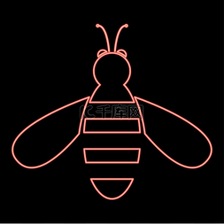 霓虹蜂红色矢量插图平面风格的灯