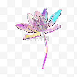 渐变彩色花朵图片_3D酸性花朵
