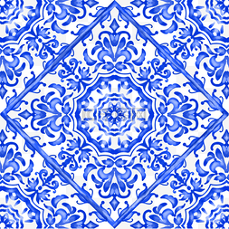 葡萄牙瓷砖方形蓝色图案