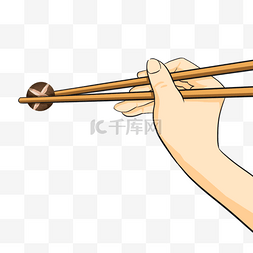 手拿筷子夹香菇