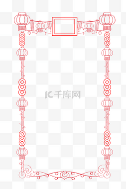 新年春节线描主题边框春节红色长