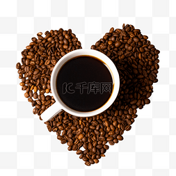 爱心咖啡豆图片_咖啡豆爱心咖啡杯