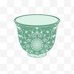 纹理图案青色茶杯