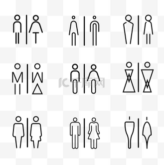 厕所卫生间洗手间标识图标