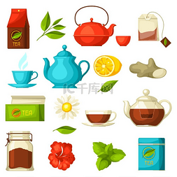 包袋配件图片_一套茶和配件、包和水壶。