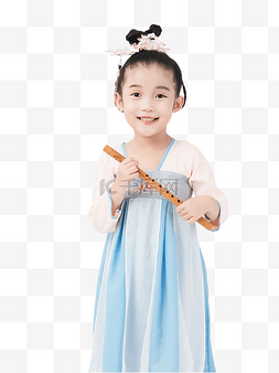 儿童拿图片_拿笛子的汉服小女孩