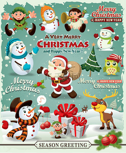 老式圣诞节海报设计圣诞设计元素