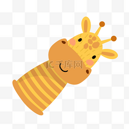 动物装饰剪贴画图片_黄色长颈鹿头像手指木偶戏动物