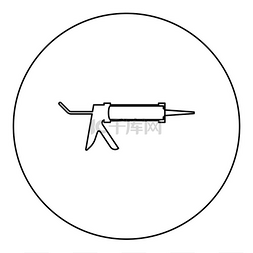 胶枪喷射图片_硅胶枪嵌缝胶密封图标圆形黑色矢