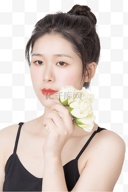 美妆鲜花图片_美女国潮新潮鲜花美妆人像美女