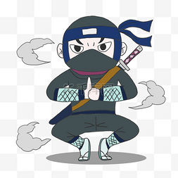 传统的卡通日本忍者