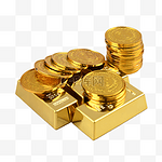 钱黄金金块货币财富堆